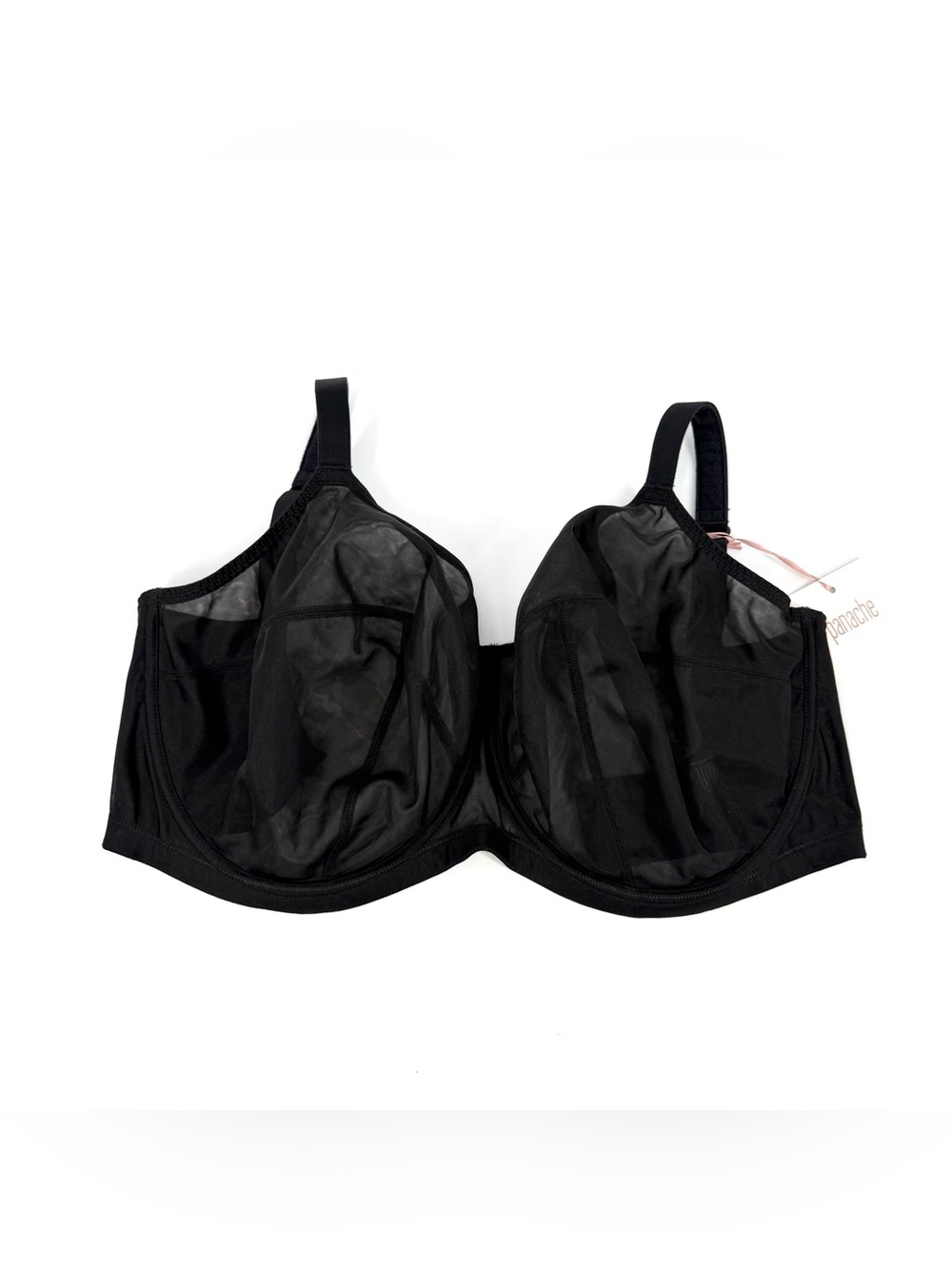 Panache Tango Essence Balcony Bra Womens Size 36N Black Sheer Underwire Support